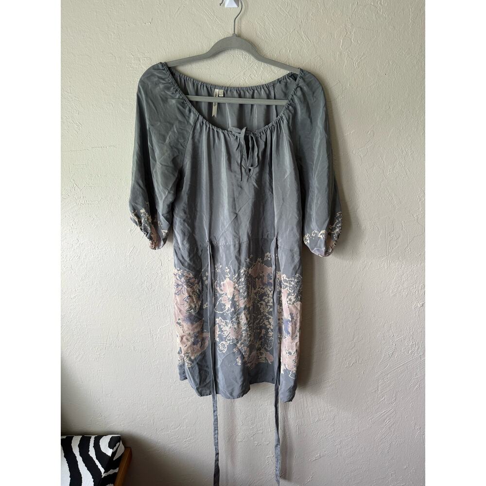 Petticoat Alley Silk Belted 3/4 Sleeve Abstract  Print Dress Size S